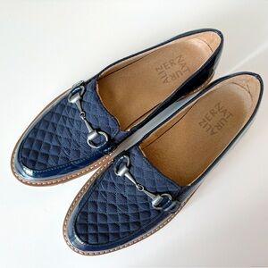 Navy Loafers with Buckle Detail
